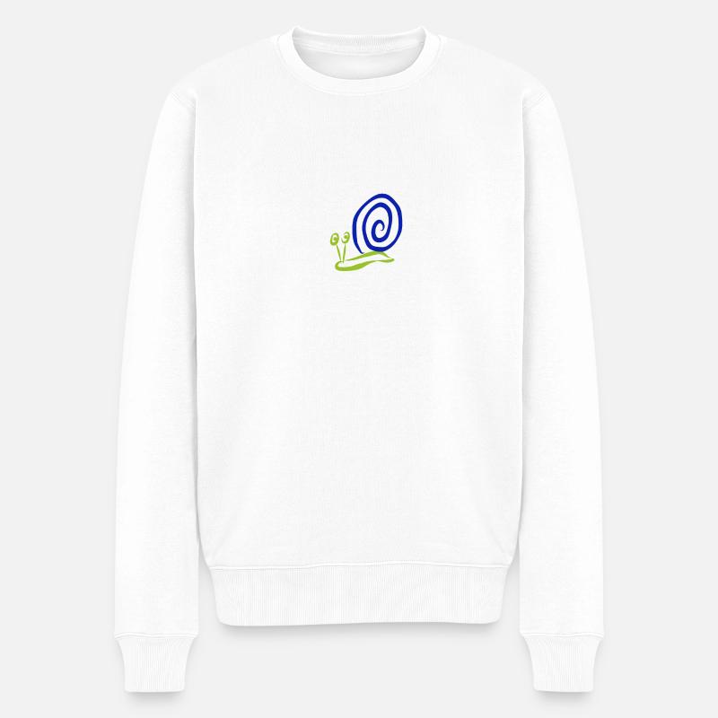 Schnecke - Männer Premium Bio Pullover - Weiß