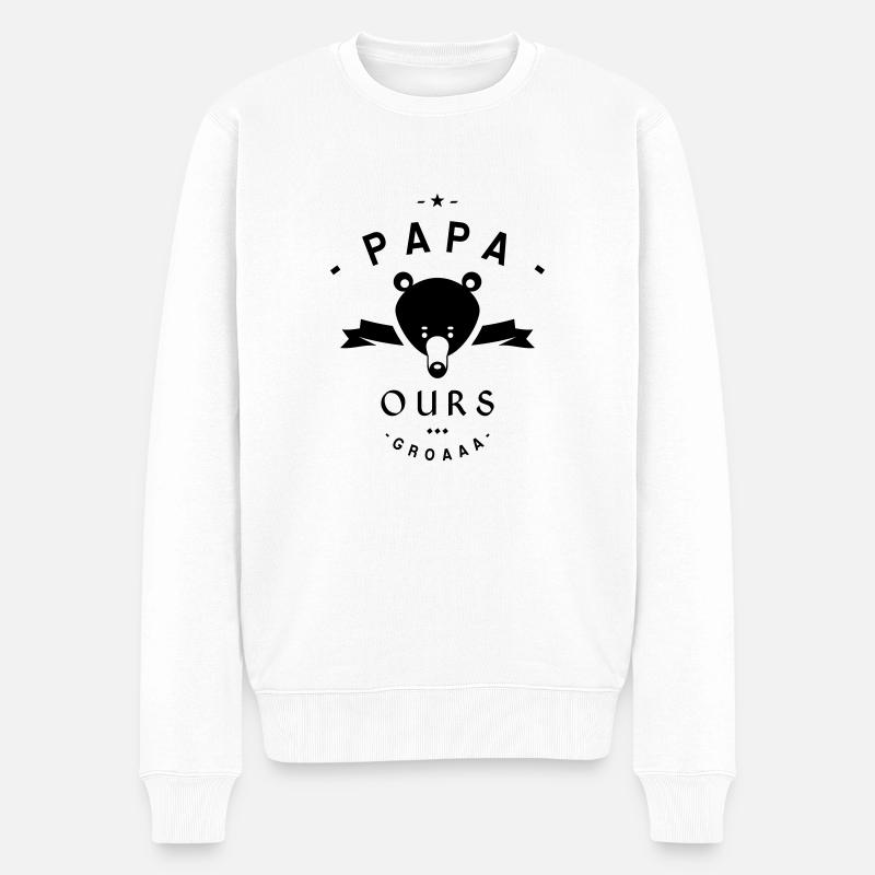 PAPA-OURS - Pull Premium bio Homme - blanc