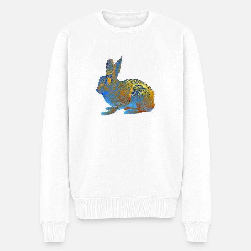 KANINCHEN MOSAIK night gold - Männer Premium Bio Pullover - Weiß