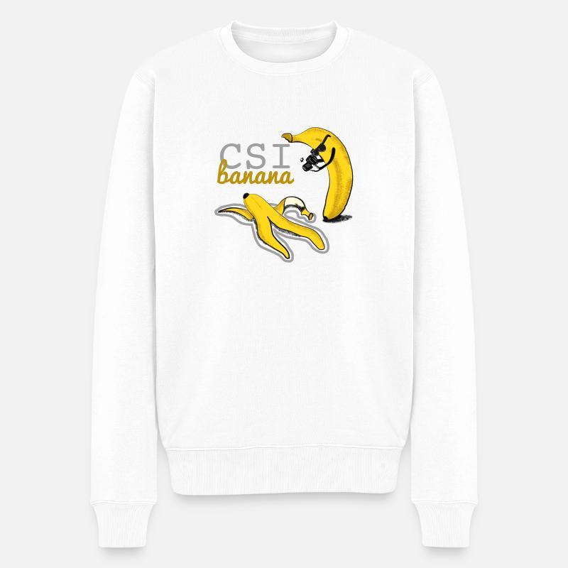 Bananen Kriminalität Hyäne - Männer Premium Bio Pullover - Weiß