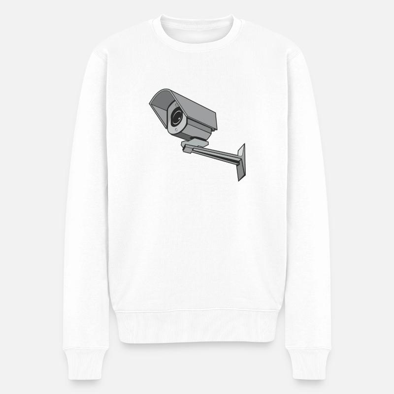 Überwachungskamera - Männer Premium Bio Pullover - Weiß