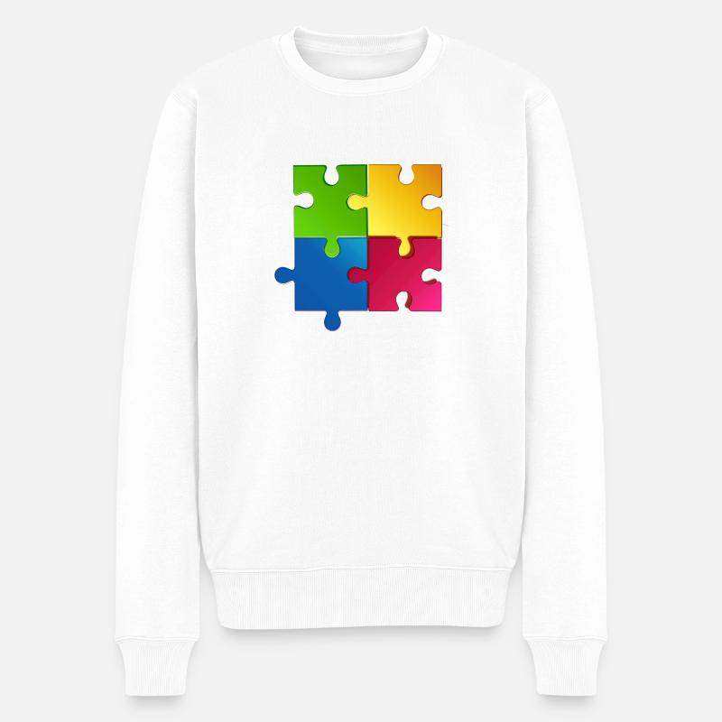 Puzzle - Männer Premium Bio Pullover - Weiß