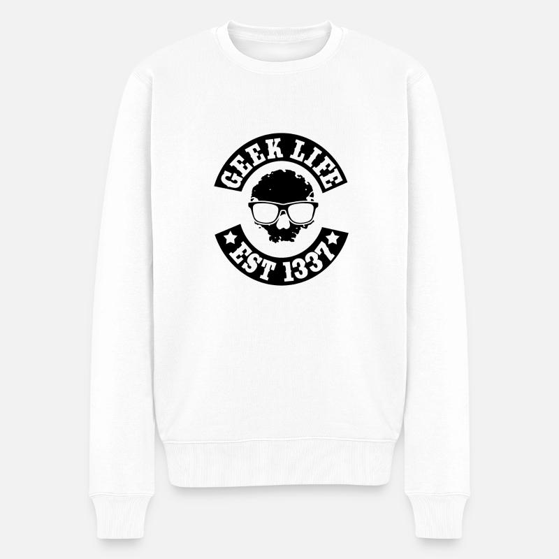 Geek life skull - Männer Premium Bio Pullover - Weiß