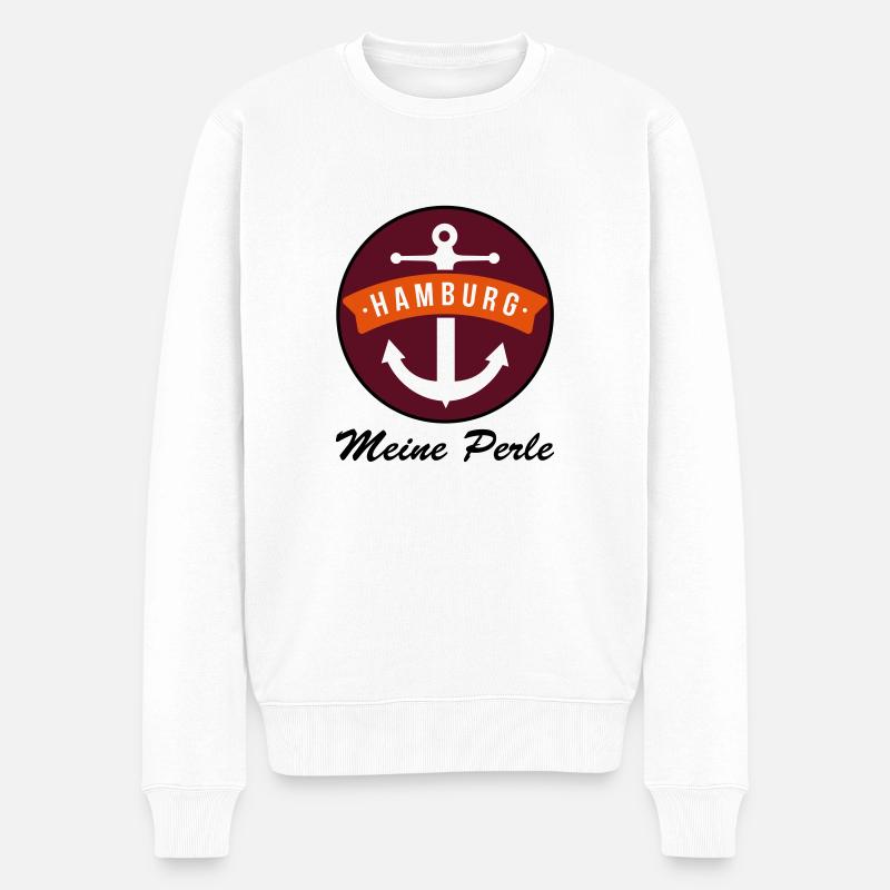 Hamburg meine Perle - Männer Premium Bio Pullover - Weiß