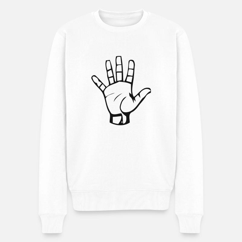 Hand - Männer Premium Bio Pullover - Weiß