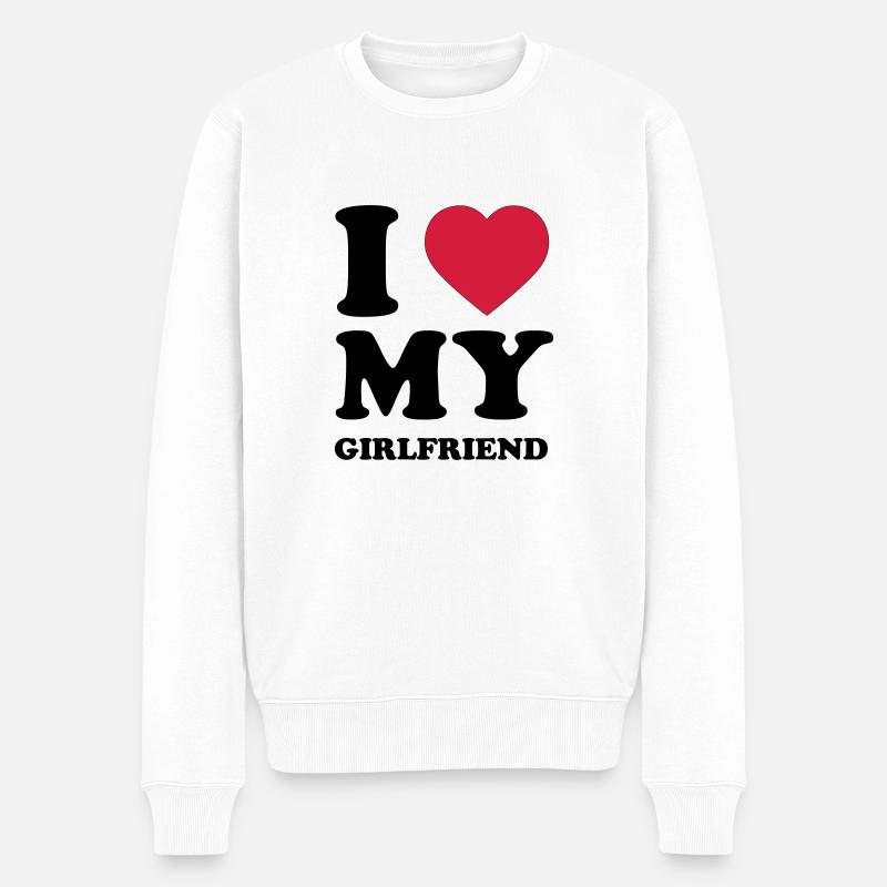 I Love my Girlfriend - Männer Premium Bio Pullover - Weiß