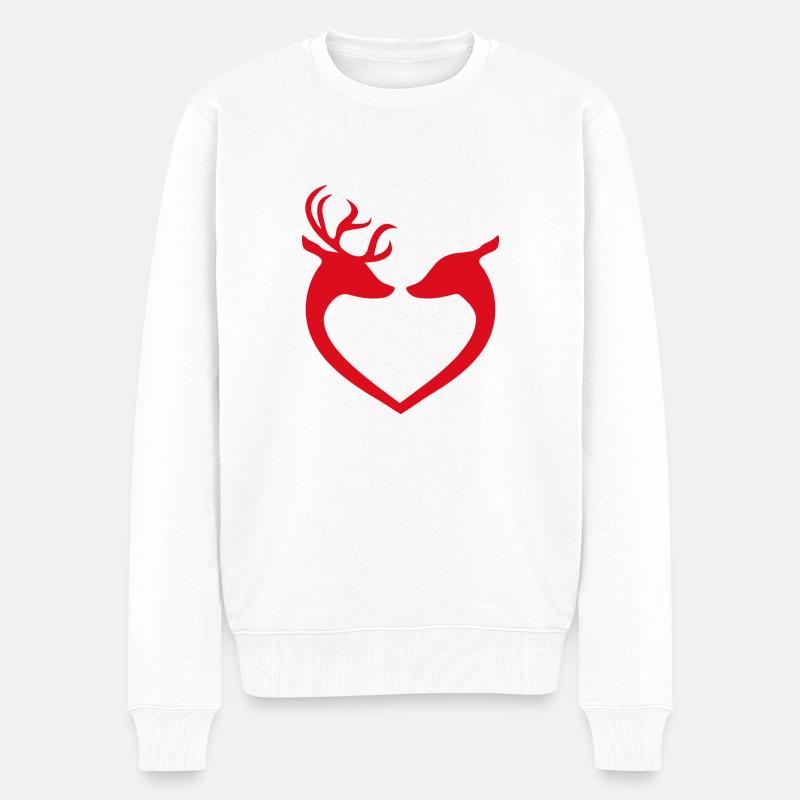 Rentier-Liebe - Männer Premium Bio Pullover - Weiß