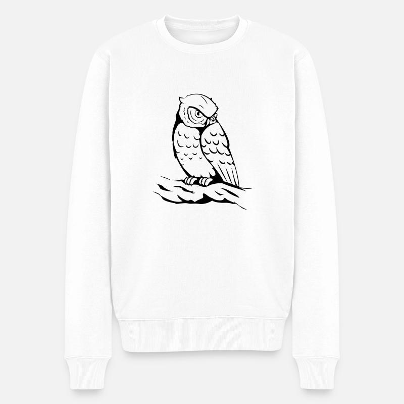 Eule - Männer Premium Bio Pullover - Weiß