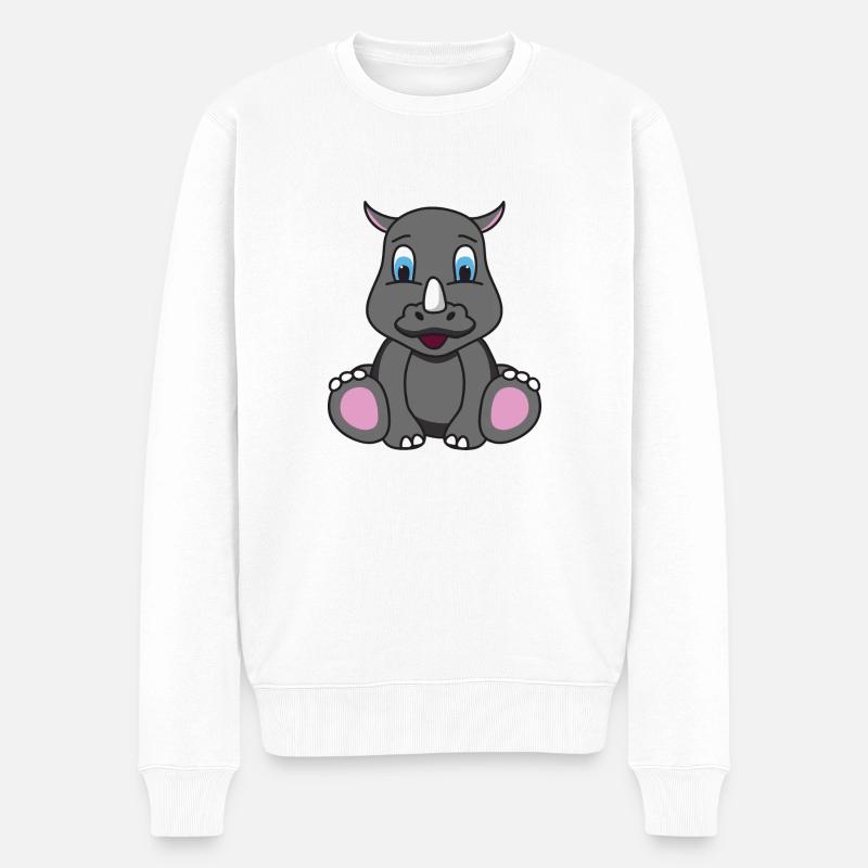 Nashorn Rhinozeros - Männer Premium Bio Pullover - Weiß