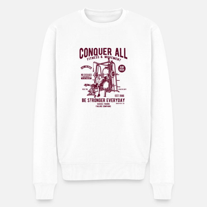 Conquer All - Männer Premium Bio Pullover - Weiß
