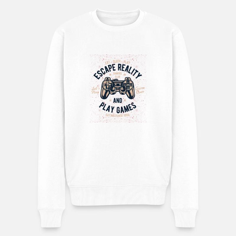 Escape Reality - Männer Premium Bio Pullover - Weiß
