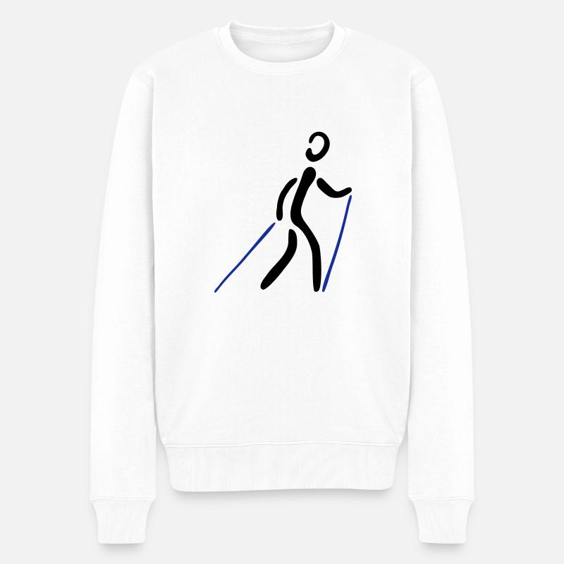 Nordic Walking 2C - Männer Premium Bio Pullover - Weiß