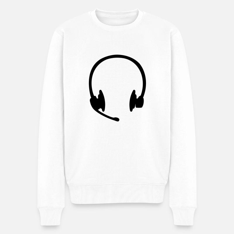 Headset Kopfhörer - Männer Premium Bio Pullover - Weiß