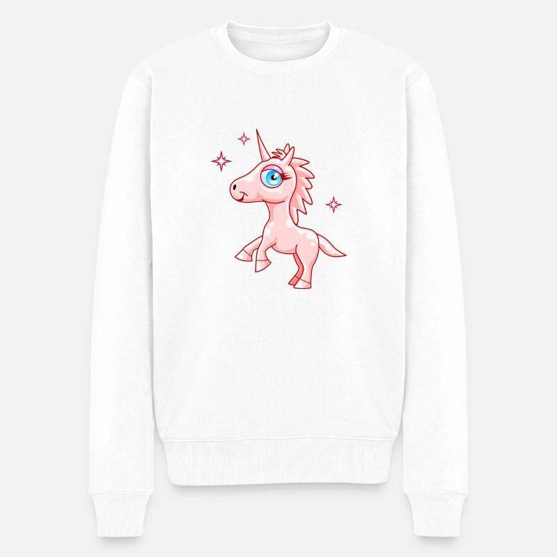 Einhorn (rosa) - Männer Premium Bio Pullover - Weiß