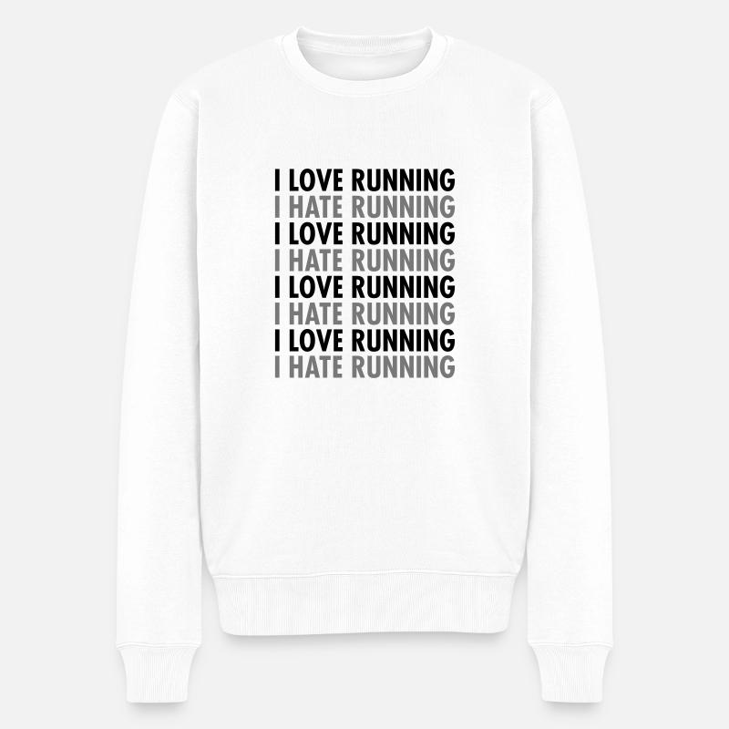 I Love / Hate Running - Pull Premium bio Homme - blanc