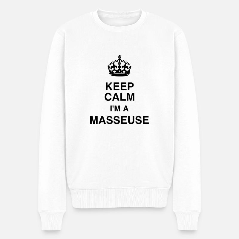 Massage / Masseur / Masseuse / Métier / Job - Pull Premium bio Homme - blanc