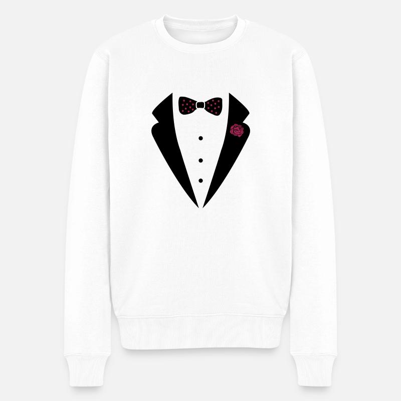 bow_tie_anzug_002 - Männer Premium Bio Pullover - Weiß