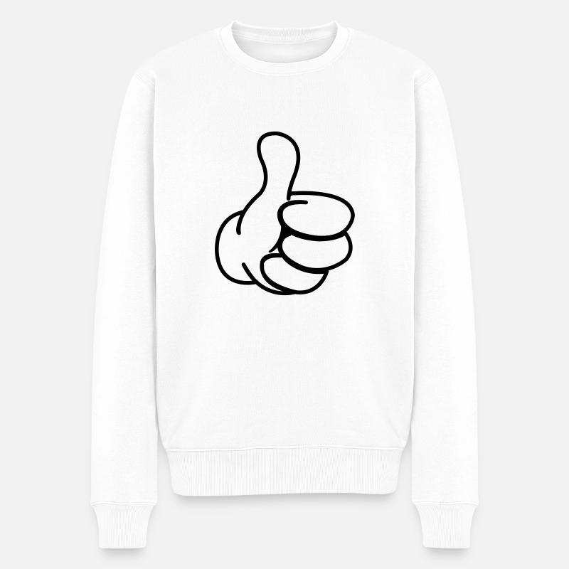 like_hand_01 - Männer Premium Bio Pullover - Weiß