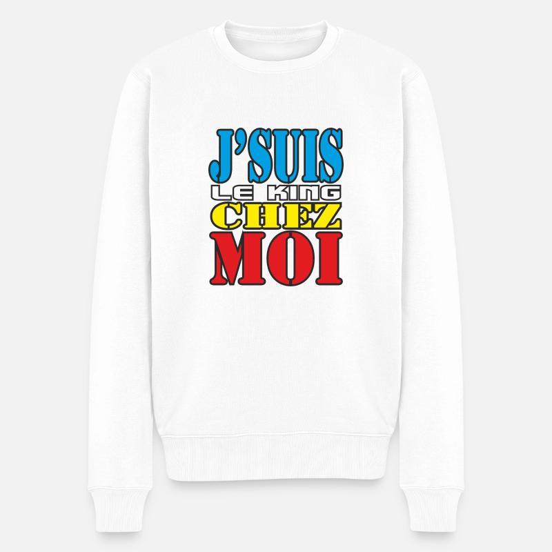 Woezoo - Je suis le King chez moi - Pull Premium bio Homme - blanc