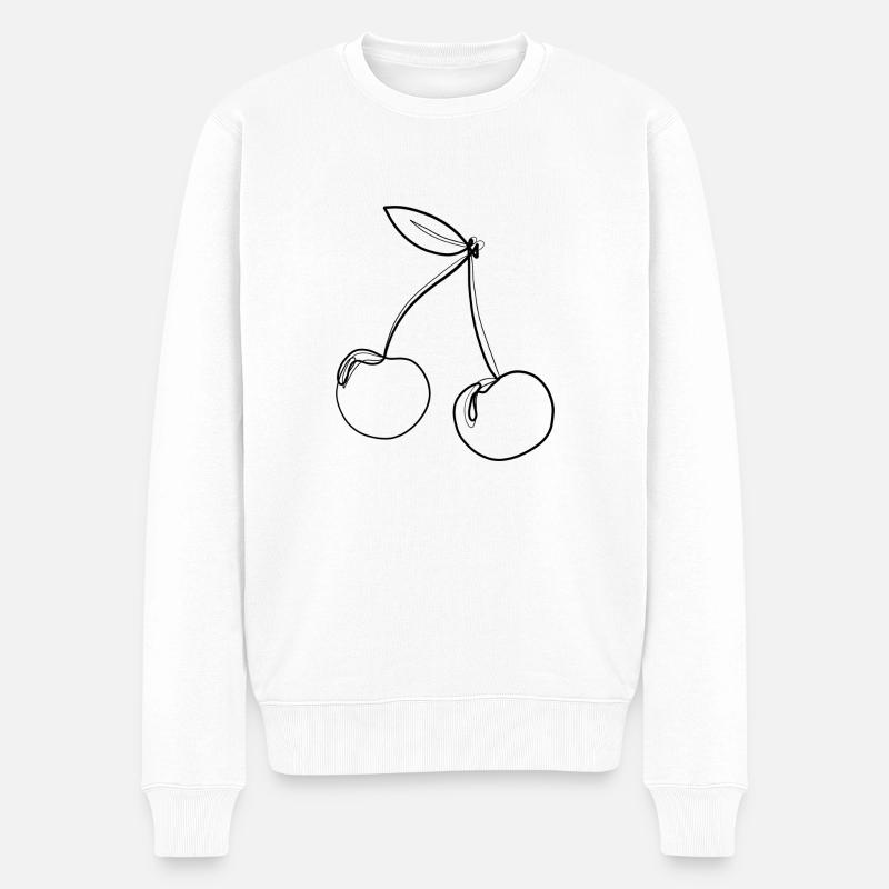 Kirsche cherry one line - Männer Premium Bio Pullover - Weiß