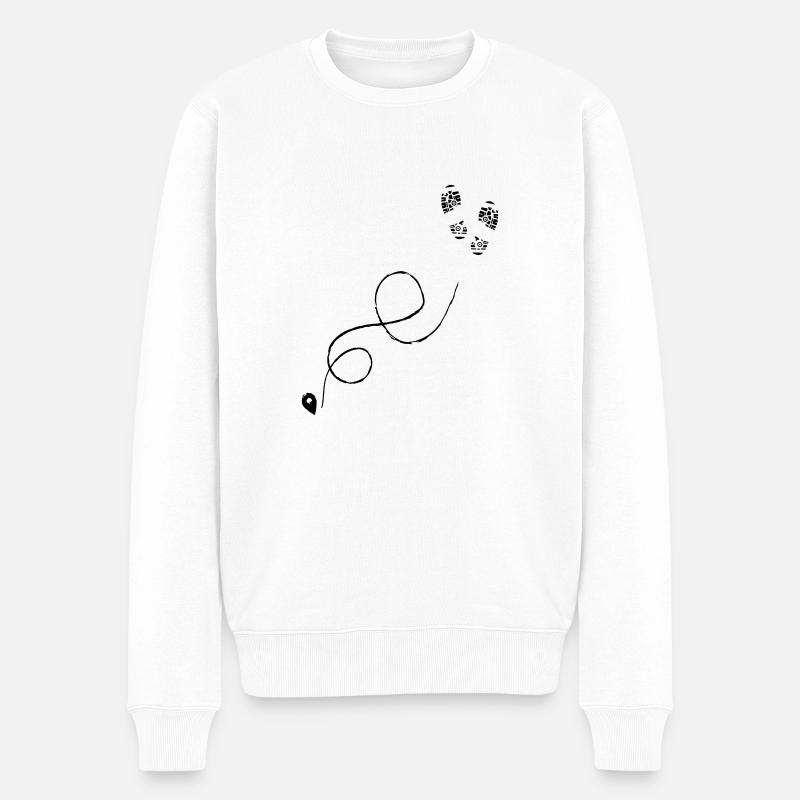 Sentier de randonnée sentier empreinte de chaussures - Pull Premium bio Homme - blanc