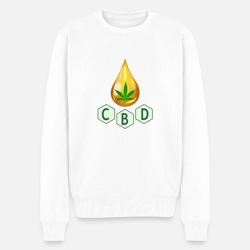 CBD Öl - Männer Premium Bio Pullover - Weiß