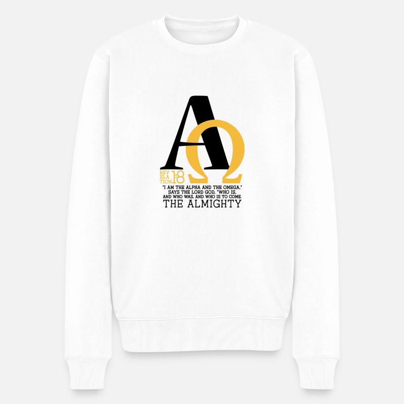 ICH BIN das Alpha und Omega - Männer Premium Bio Pullover - Weiß
