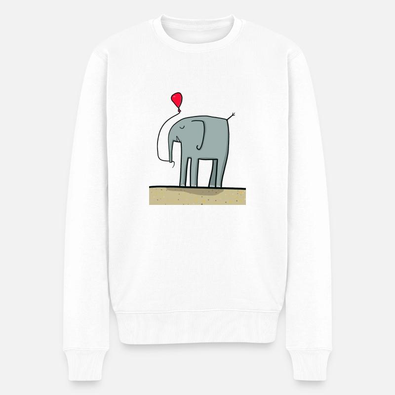 süßer Elefant mit Luftballon - Männer Premium Bio Pullover - Weiß