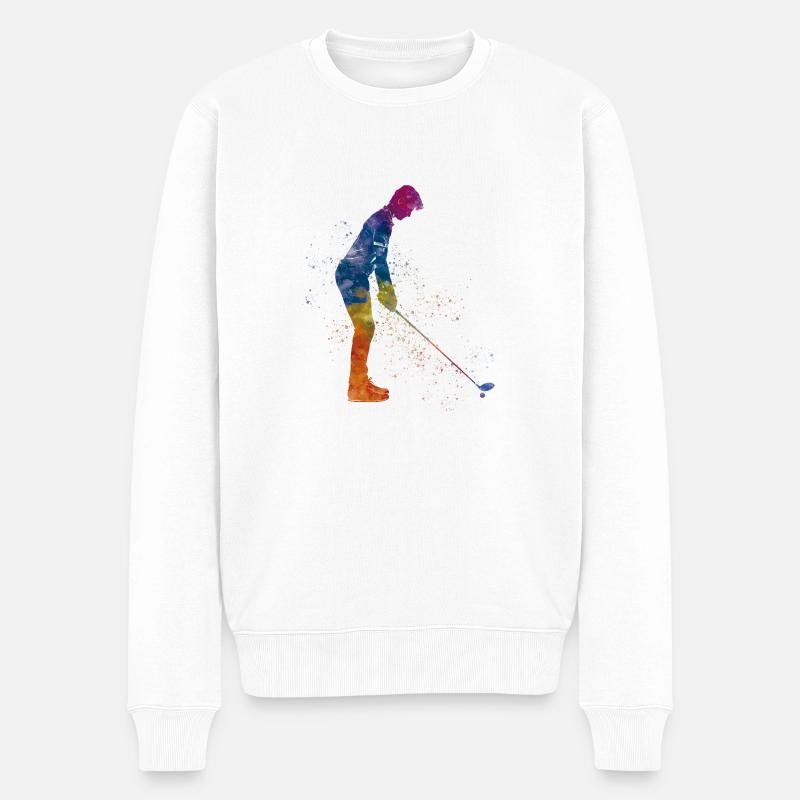 Golfspieler - Männer Premium Bio Pullover - Weiß