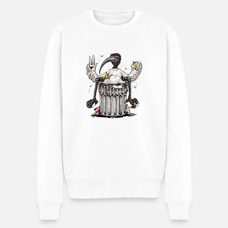 Vogel im Müll - Männer Premium Bio Pullover - Weiß