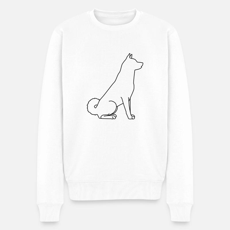 akita lineart 1 - Männer Premium Bio Pullover - Weiß