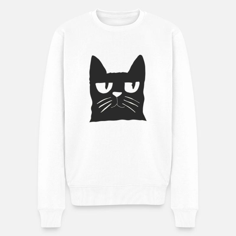 katze schwarz - Männer Premium Bio Pullover - Weiß