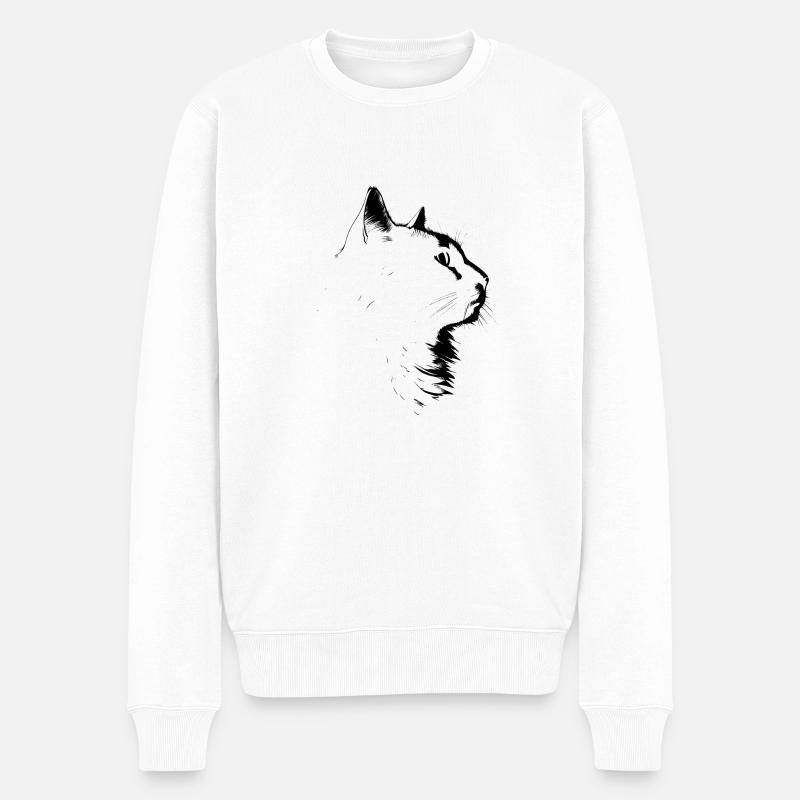 Chat, Motif De Chat - Pull Premium bio Homme - blanc