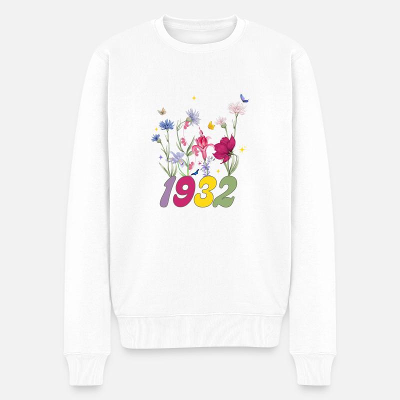 Geburtsjahr 1932 Wildblumen - Männer Premium Bio Pullover - Weiß
