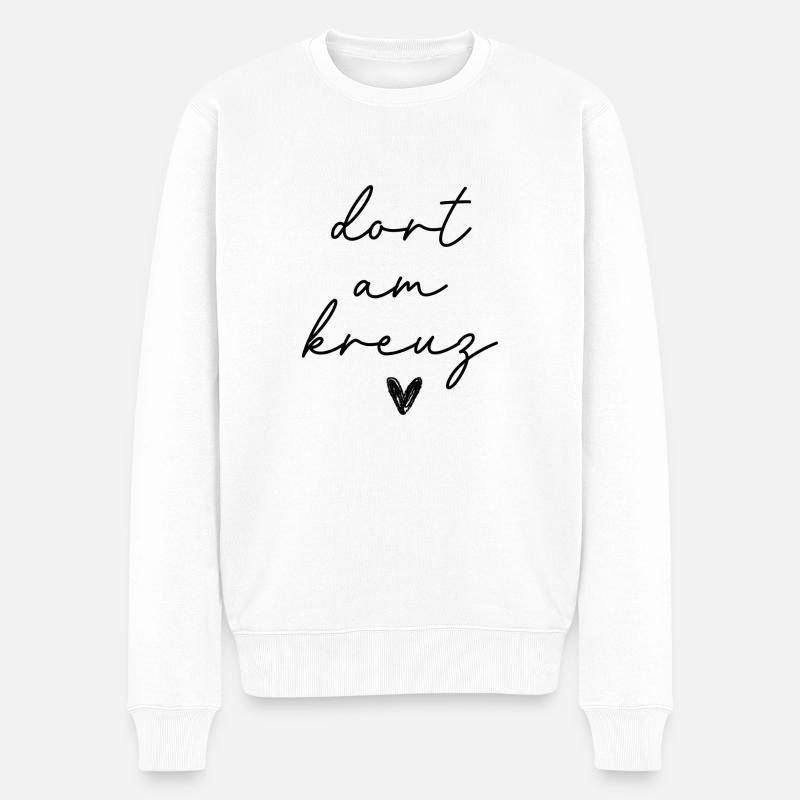 dort am kreuz - Männer Premium Bio Pullover - Weiß