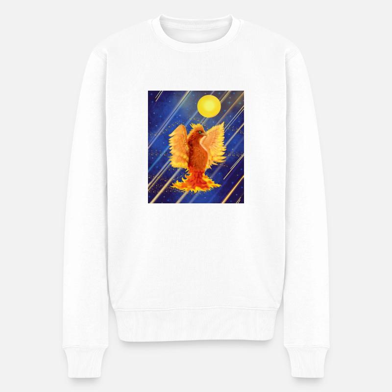 Oiseau de feu lumineux cosmique : Cyber-Semurg - Pull Premium bio Homme - blanc