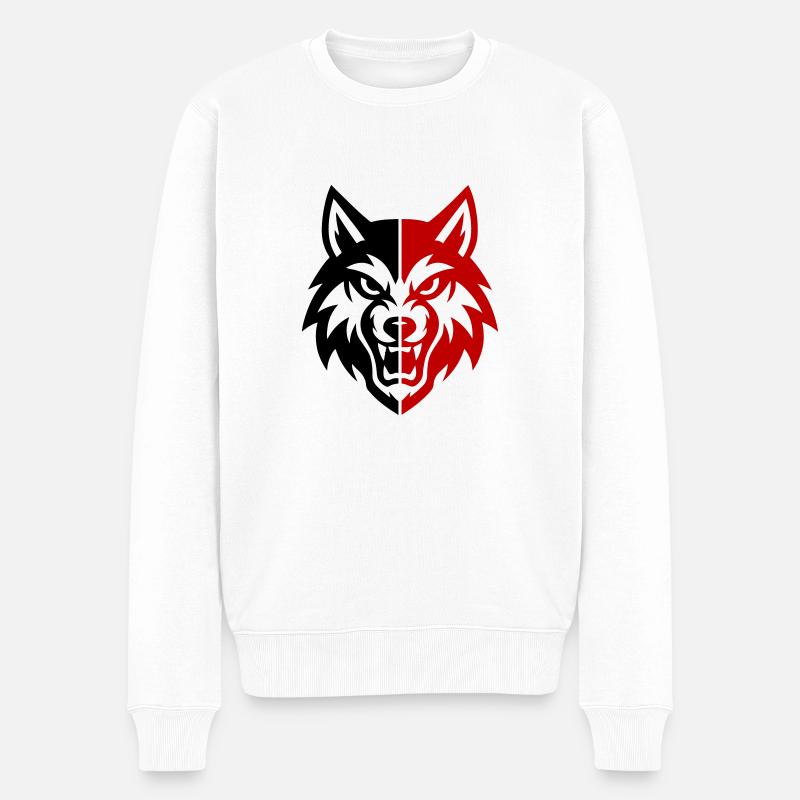 Wolf Kopf Logo - Männer Premium Bio Pullover - Weiß