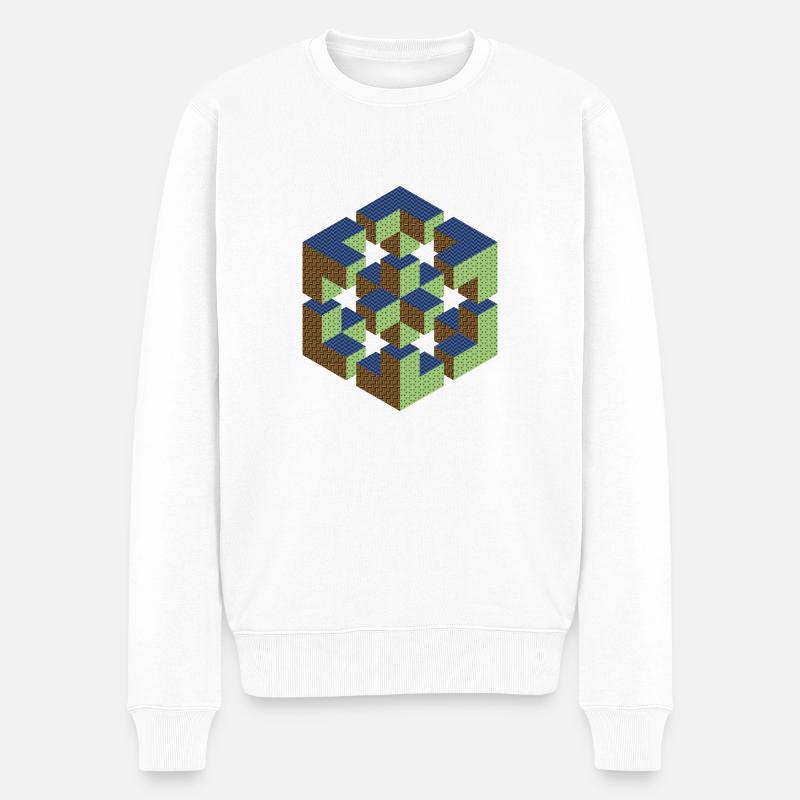 unmögliche Figur Escher Würfel Geometrie Phantasie - Männer Premium Bio Pullover - Weiß