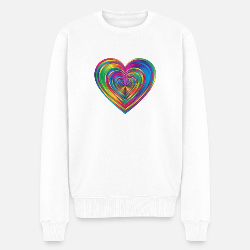 Cœur arc-en-ciel - Pull Premium bio Homme - blanc