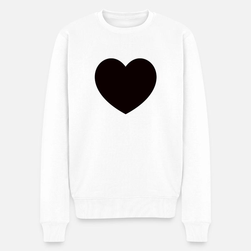 Black Heart - Männer Premium Bio Pullover - Weiß