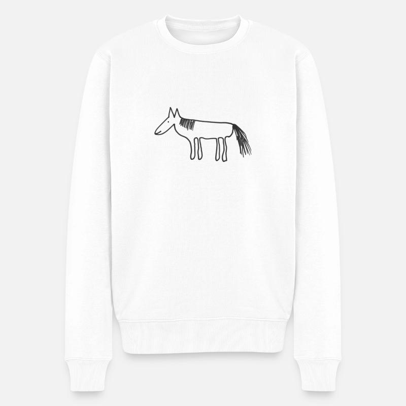 Pferd - Männer Premium Bio Pullover - Weiß
