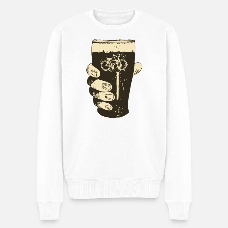 Bier und Fahrrad - Männer Premium Bio Pullover - Weiß