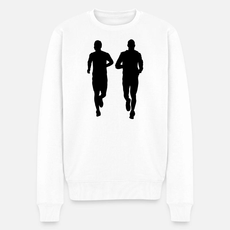 couple en cours d'exécution deux mâles - Pull Premium bio Homme - blanc