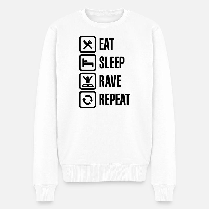 Eat sleep rave repeat - Männer Premium Bio Pullover - Weiß