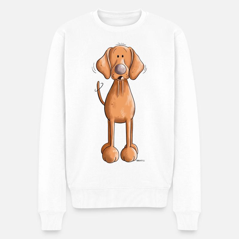 Knuffiger Vizsla - Männer Premium Bio Pullover - Weiß