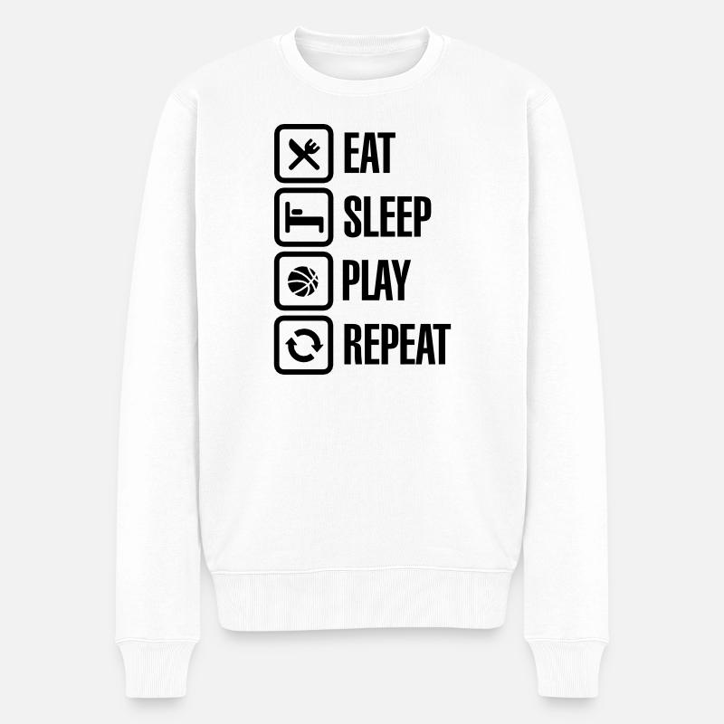 Eat Sleep Basketball Repeat - Männer Premium Bio Pullover - Weiß