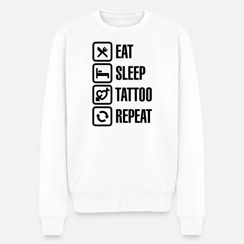 Eat Sleep Tattoo Repeat - Pull Premium bio Homme - blanc