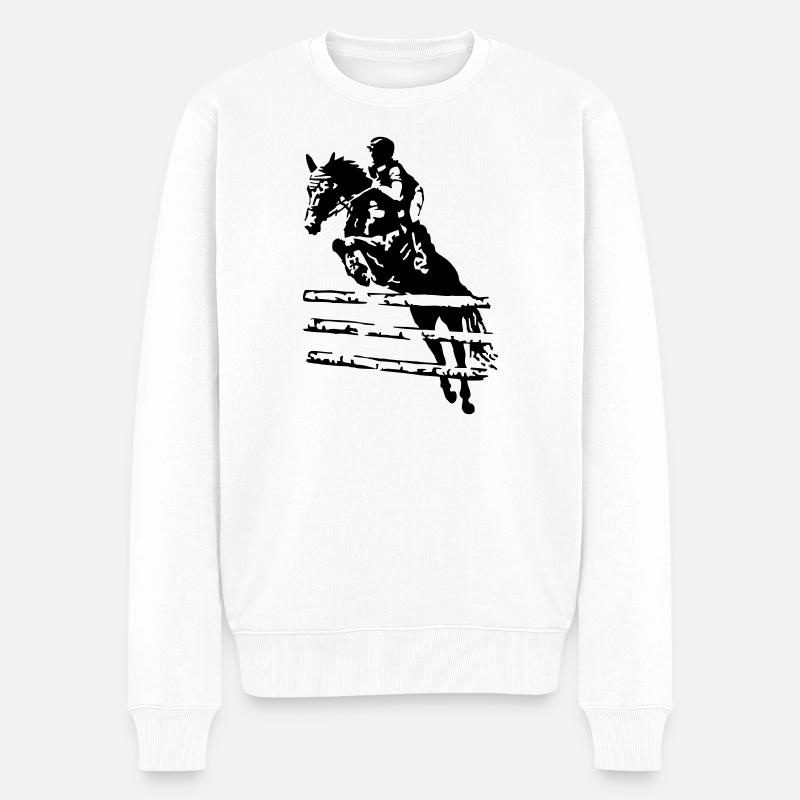 Cavalier de saut d’obstacles - Pull Premium bio Homme - blanc