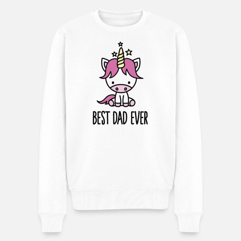 Best dad ever - cute unicorn - Männer Premium Bio Pullover - Weiß