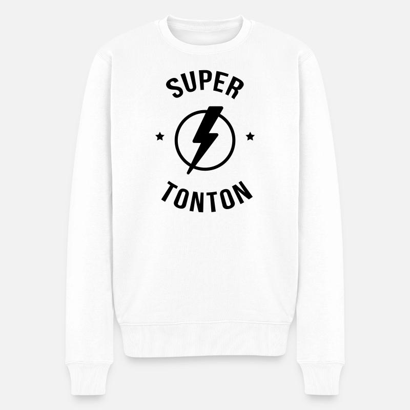 Super Tonton - Baptême - Anniversaire - Noël - Pull Premium bio Homme - blanc
